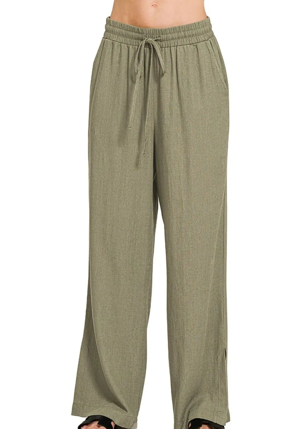 Zenana Linen Drawstring Pants - Tigbul's Variety Fashion Shop