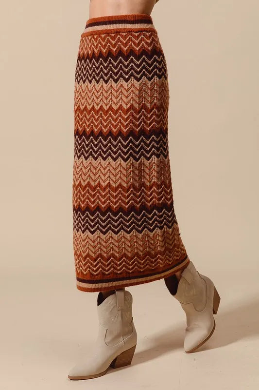 Multi Color Chevron Knit Skirt - Tigbul's Variety Fashion Shop