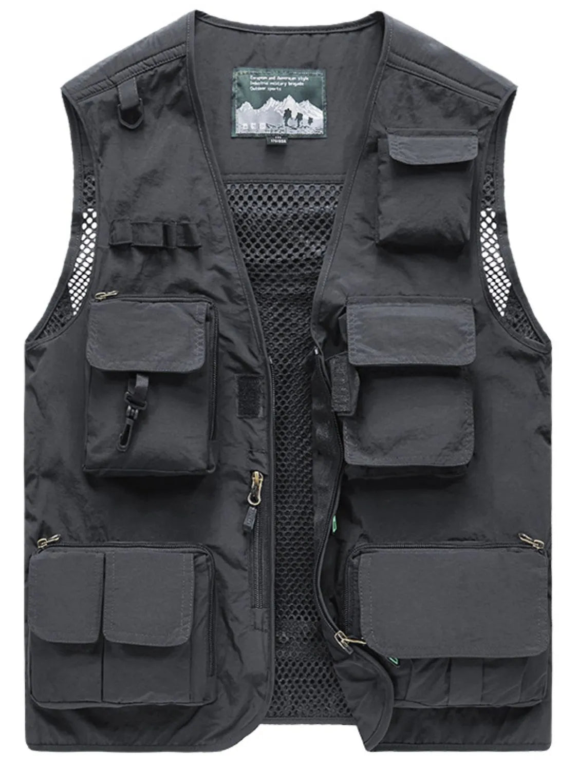 Men's Size Small up to 7XL Zip Up Cargo Pocket Mesh Vest - Tigbul's Variety Fashion Shop