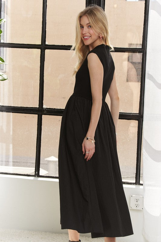Black V-Neck Cap Sleeve Dress - Tigbul's Variety Fashion Shop