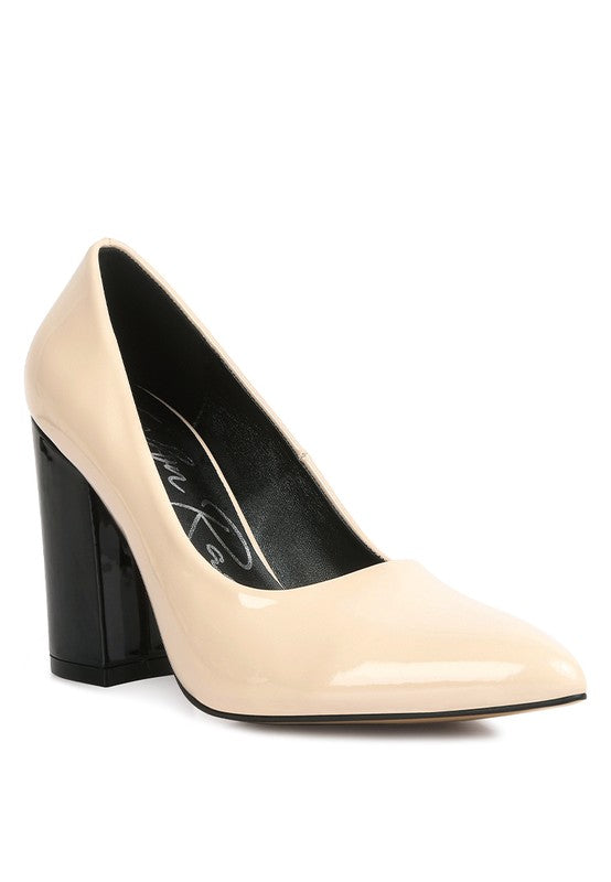 Kamira Patent Block Heeled Pumps - Tigbul's Variety Fashion Shop