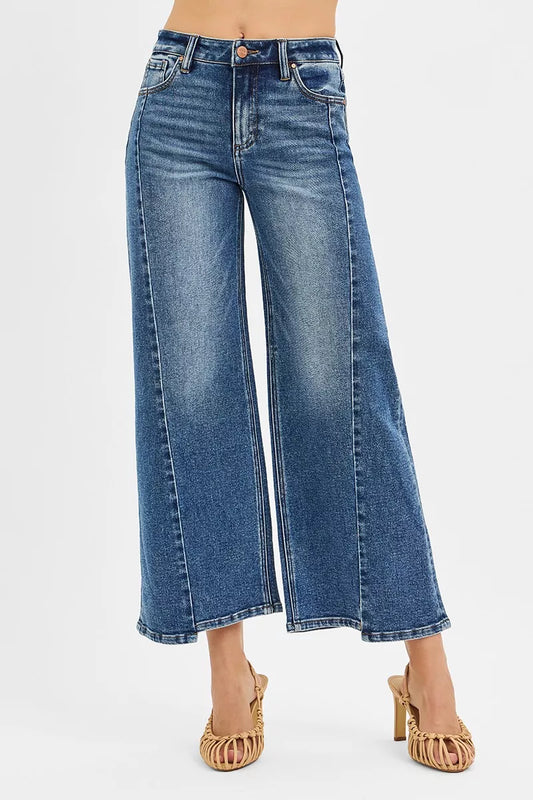 RISEN High Rise Crop Wide Leg Jeans with Step Hem - Tigbul's Variety Fashion Shop