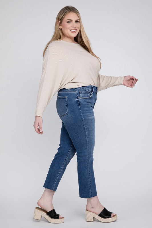 Plus Size High Rise Slim Straight Jeans - Tigbul's Variety Fashion Shop
