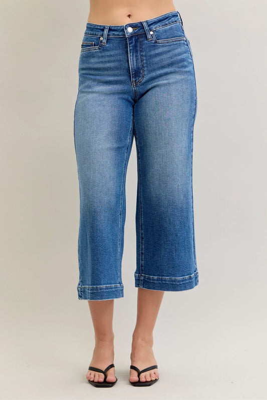 Judy Blue Mid Rise Crop Wide Leg Jeans - Tigbul's Variety Fashion Shop