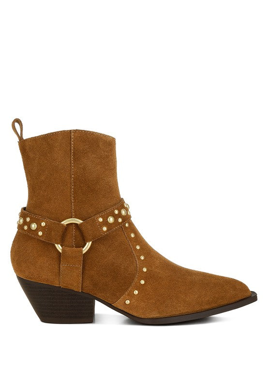 Rodeo Studded Suede Ankle Boots - Tigbul's Variety Fashion Shop