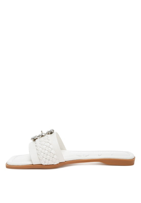 Hazbin Diamante Flat Sandals - Tigbul's Variety Fashion Shop