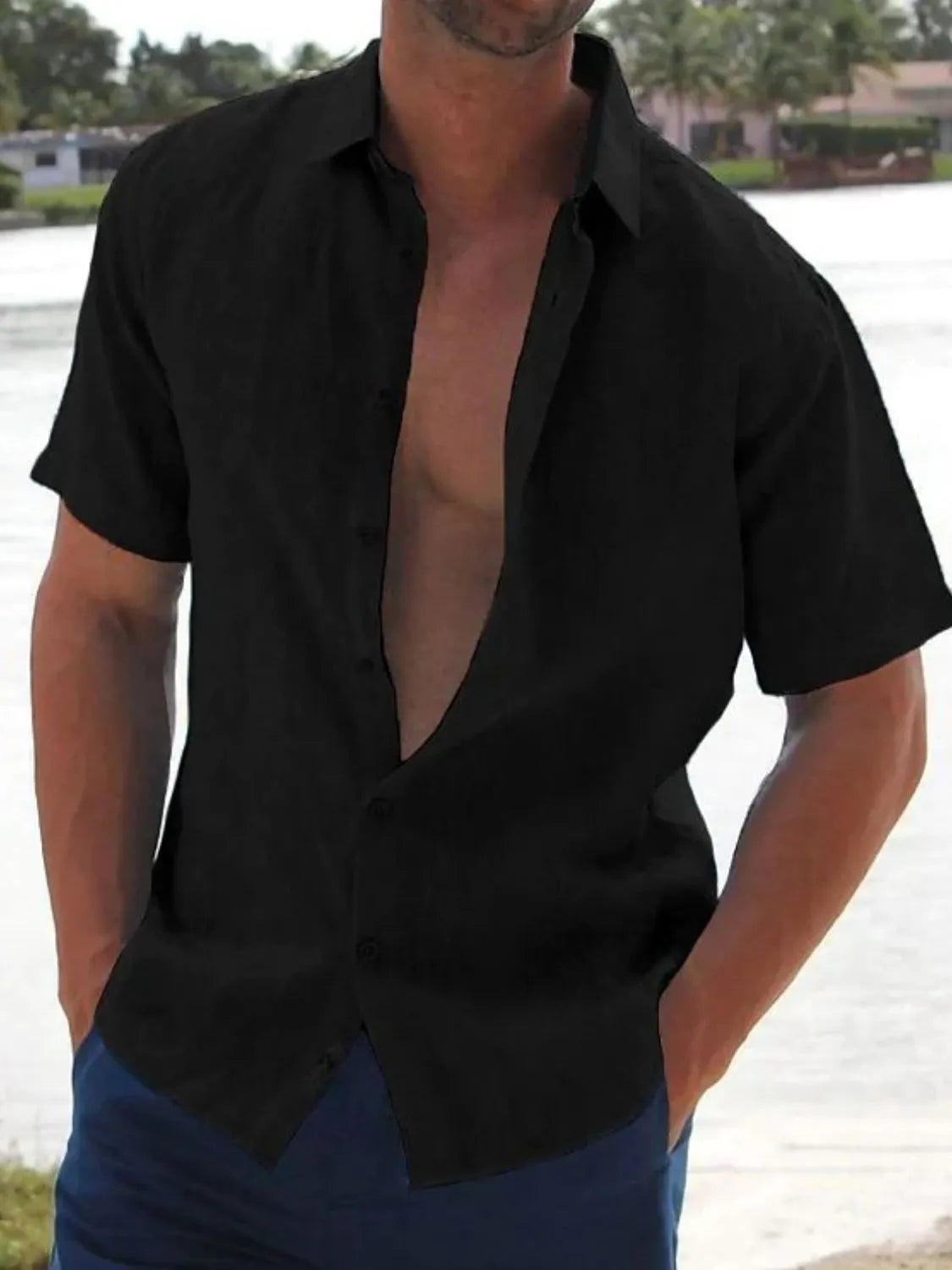 Men's Full Size Button Up Short Sleeve Shirt Plus Size - Tigbul's Variety Fashion Shop