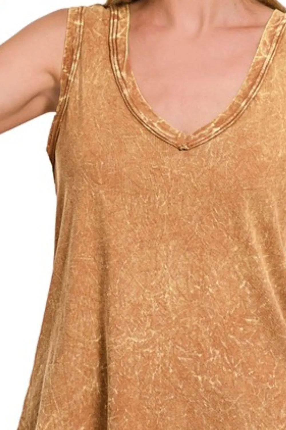 Zenana Crinkle Washed V-neck Sleeveless Top - Tigbul's Variety Fashion Shop