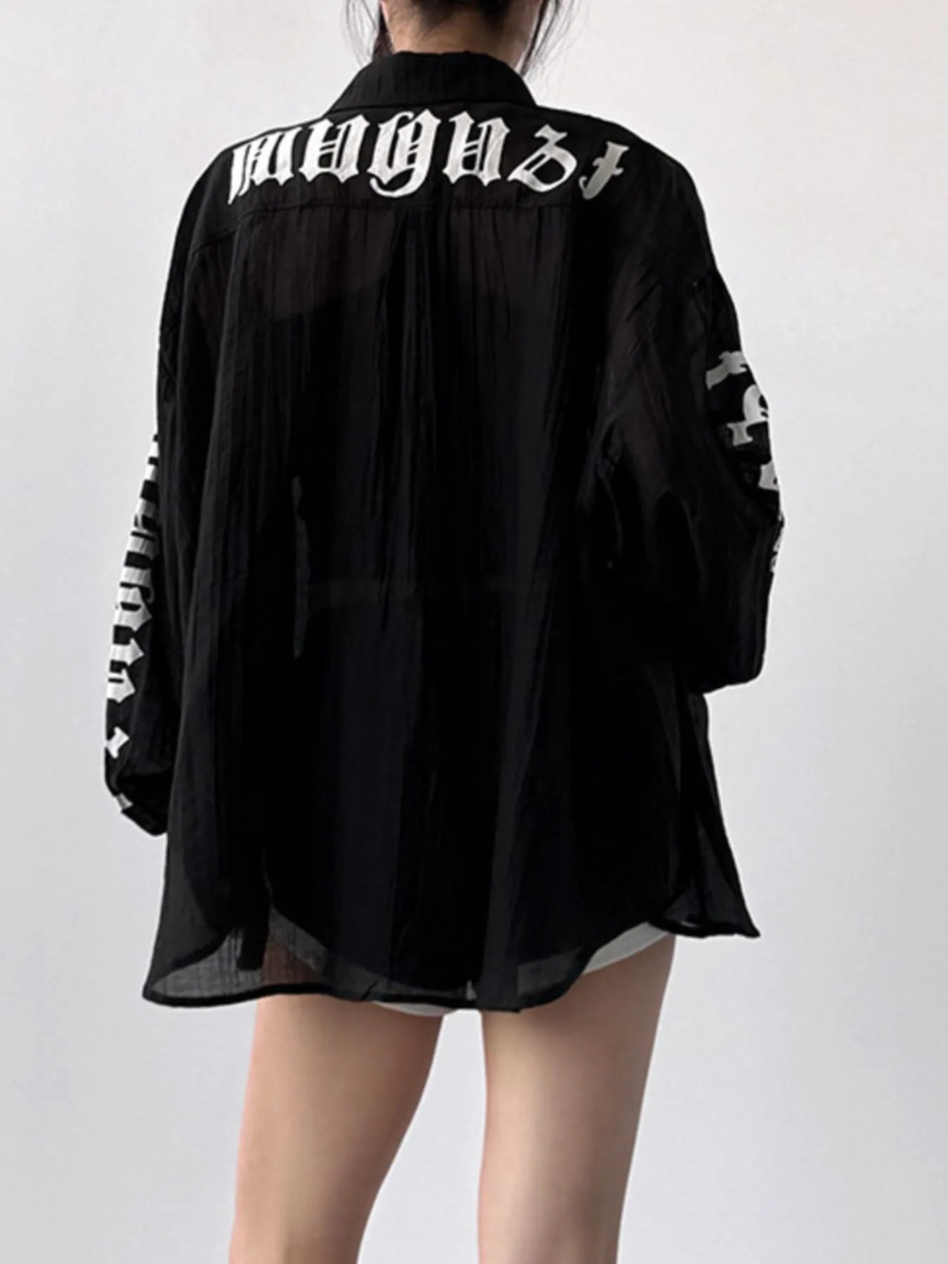 Button-Up Long Sleeve Oversized Shirt - Tigbul's Variety Fashion Shop