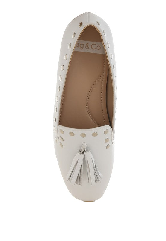 Philoha Studs & Tassels Detail Flat Loafers - Tigbul's Variety Fashion Shop