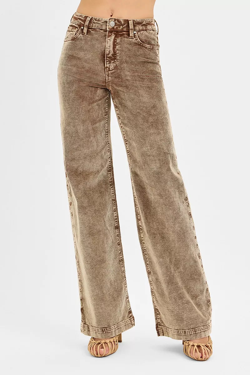 RISEN High Rise Wide Leg Corduroy Jeans - Tigbul's Variety Fashion Shop