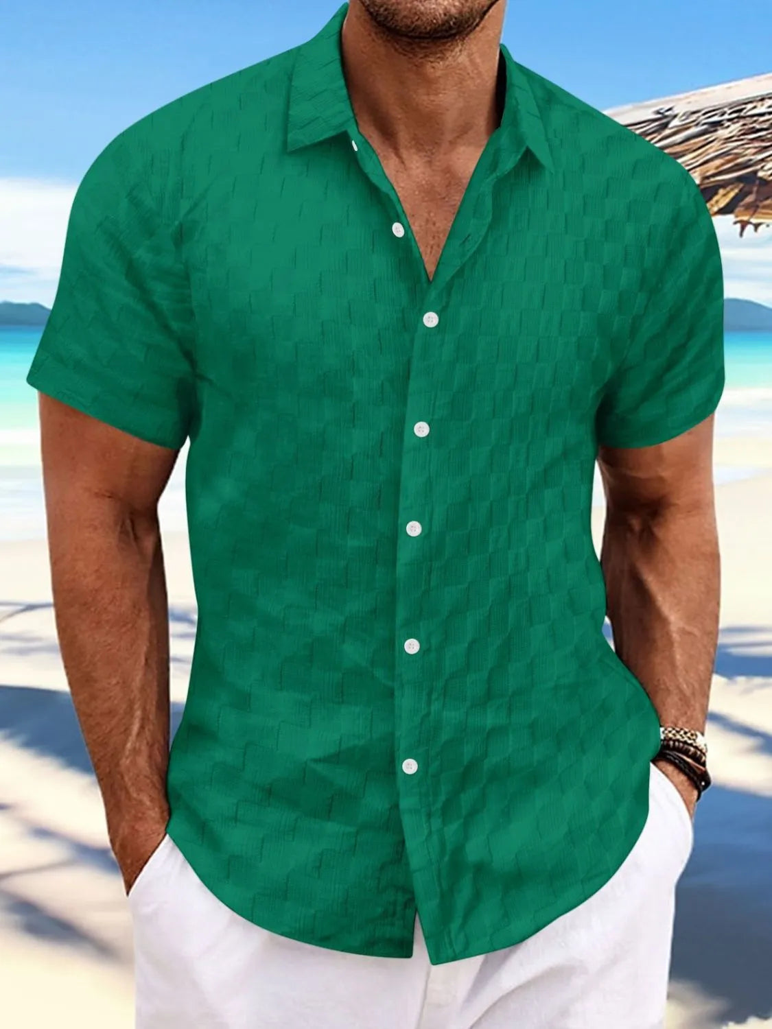 Men's Full Size Button Up Short Sleeve Shirt Plus Size - Tigbul's Variety Fashion Shop