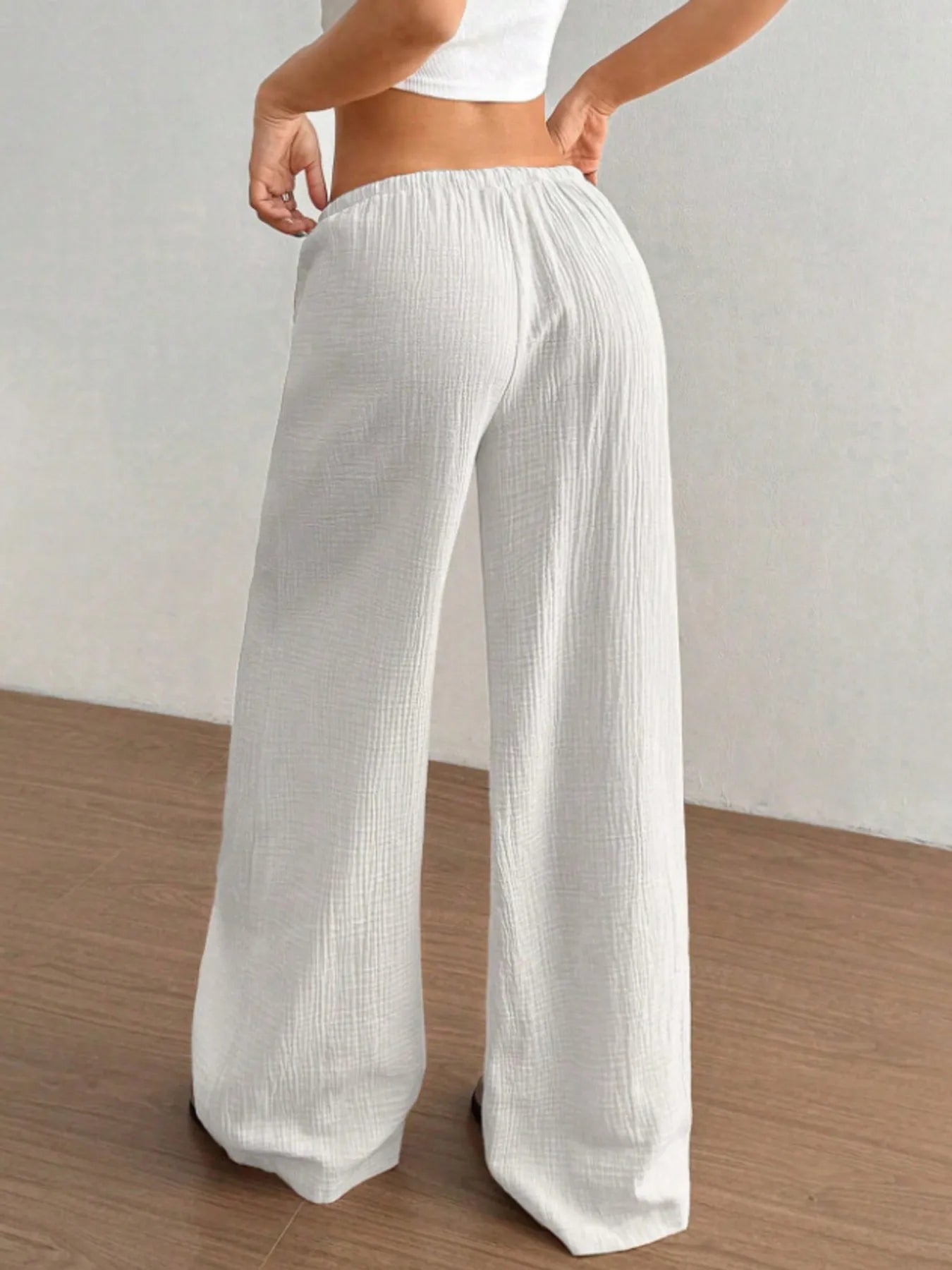 Wide Leg Drawstring Casual Pants - Tigbul's Variety Fashion Shop