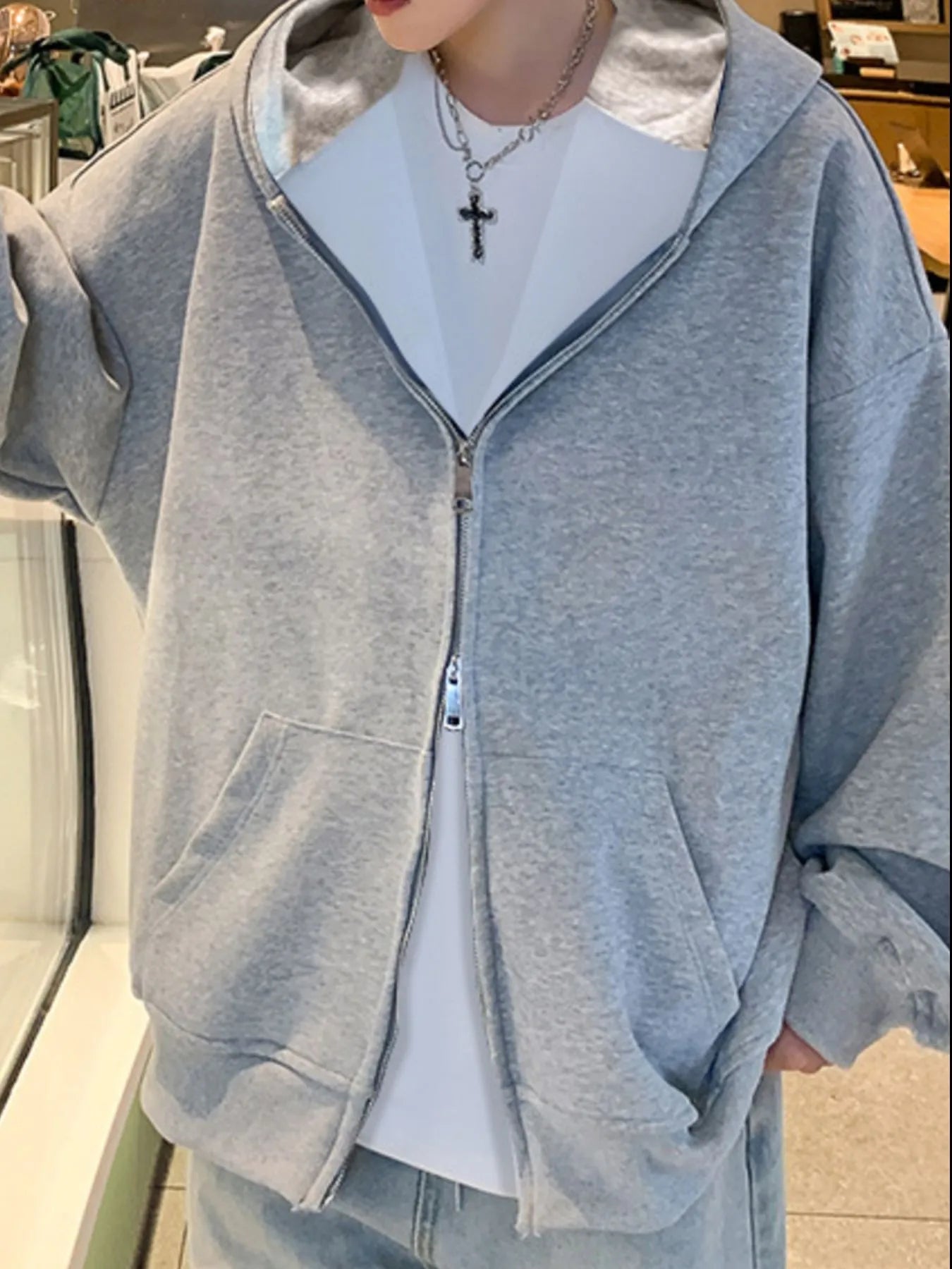 Men's Plus Size Zip Up Oversized Hoodie - Tigbul's Variety Fashion Shop