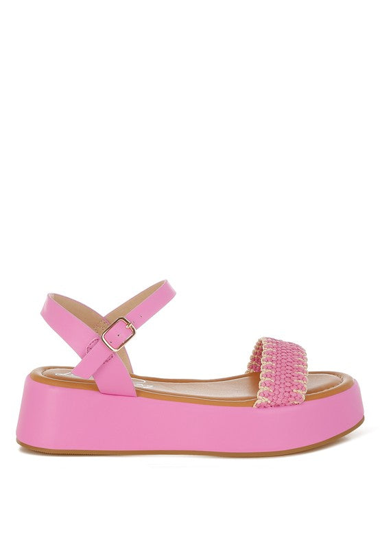 Anglong Raffia Flatform Sandals - Tigbul's Variety Fashion Shop