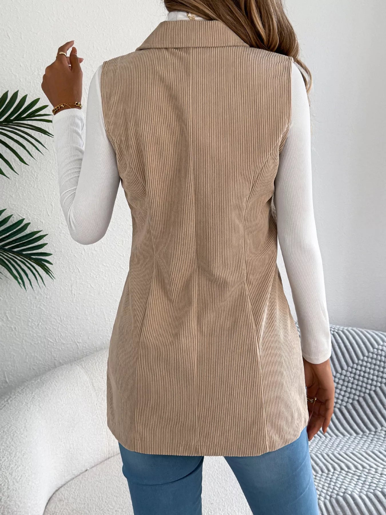Button-Front Longline Vest Coat - Tigbul's Variety Fashion Shop
