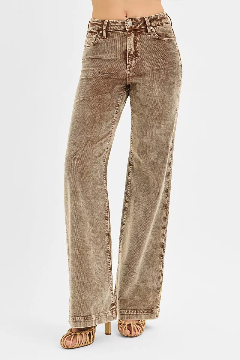 RISEN High Rise Wide Leg Corduroy Jeans - Tigbul's Variety Fashion Shop