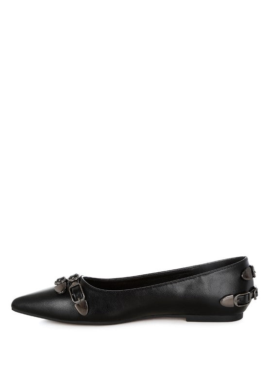 Golini Belt Buckle Detail Ballerinas - Tigbul's Variety Fashion Shop
