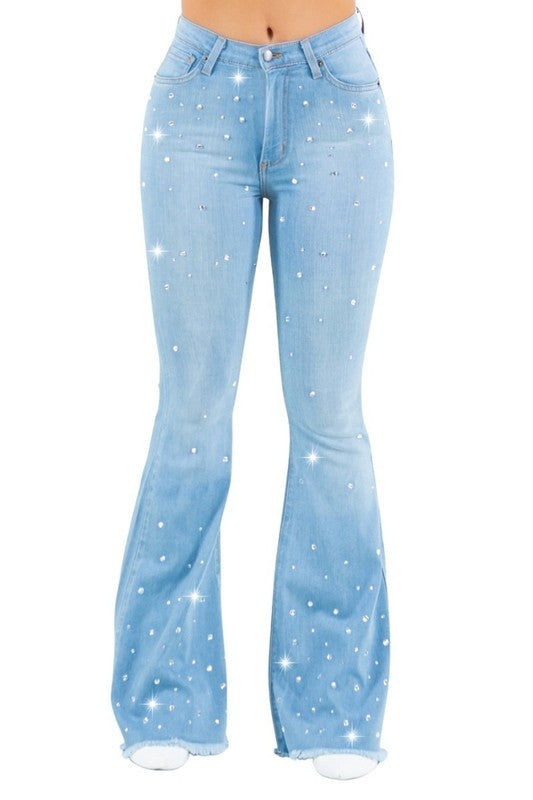 Vegas Glam Bell Bottom Light Wash - Inseam 32 - Tigbul's Variety Fashion Shop