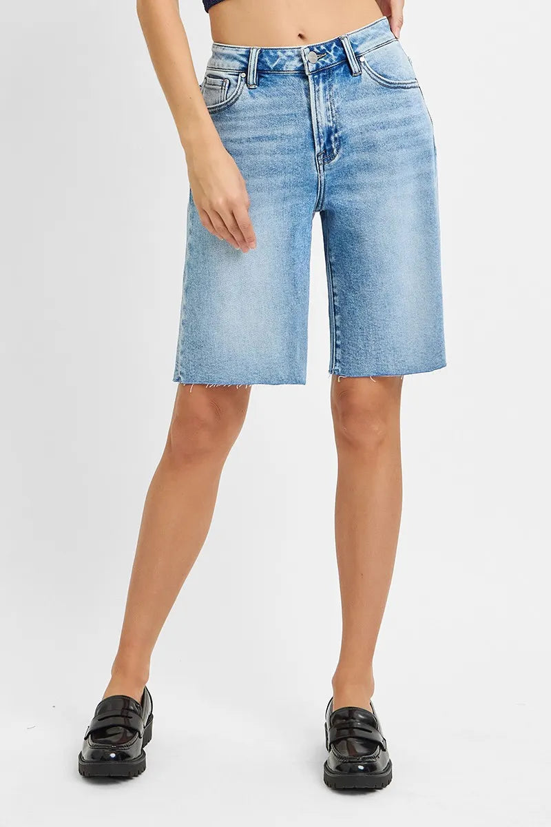 RISEN High Rise Bermuda Denim Shorts - Tigbul's Variety Fashion Shop