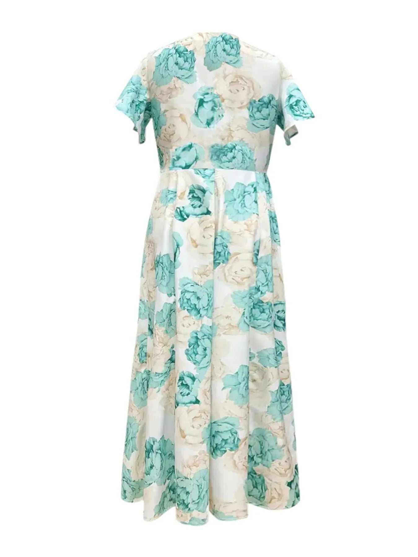 Plus Size Floral Print V-Neck Maxi Dress with Flutter Sleeves - Tigbul's Variety Fashion Shop