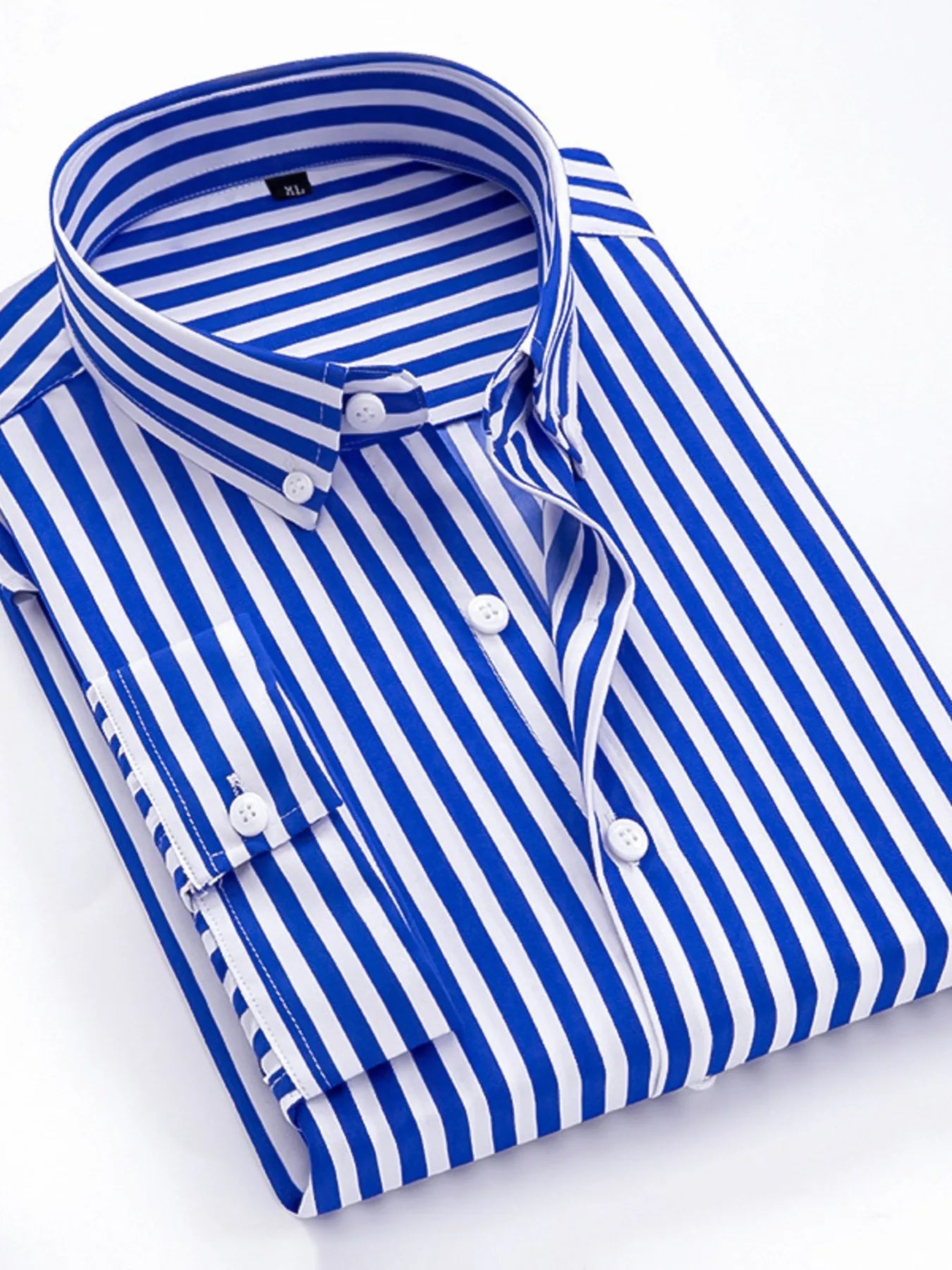 Men's Plus Size Striped Button Up Long Sleeve Shirt - Tigbul's Variety Fashion Shop