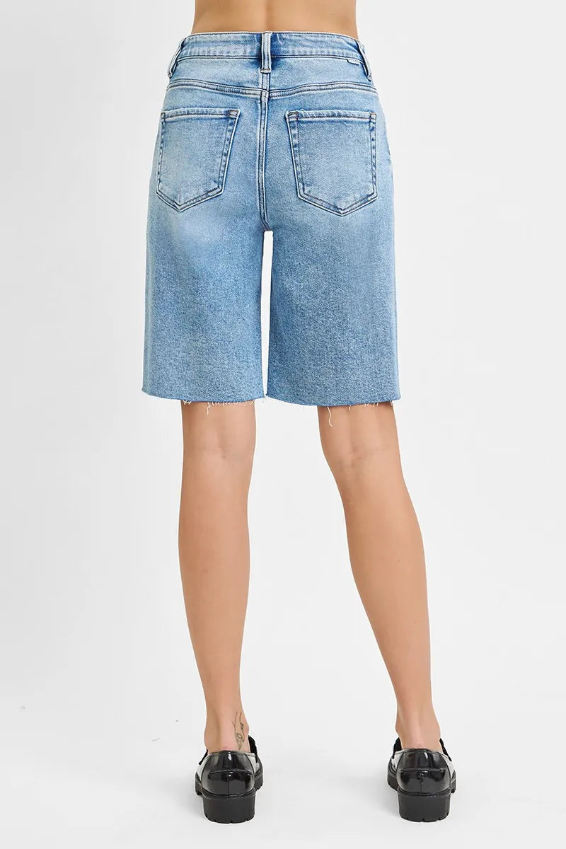 RISEN High Rise Bermuda Denim Shorts - Tigbul's Variety Fashion Shop