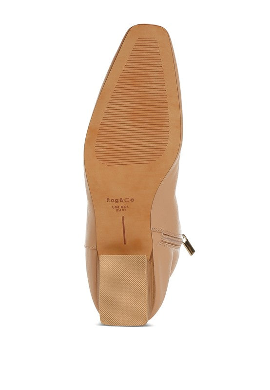 Obita Flared Heel Genuine Leather Boots - Tigbul's Variety Fashion Shop
