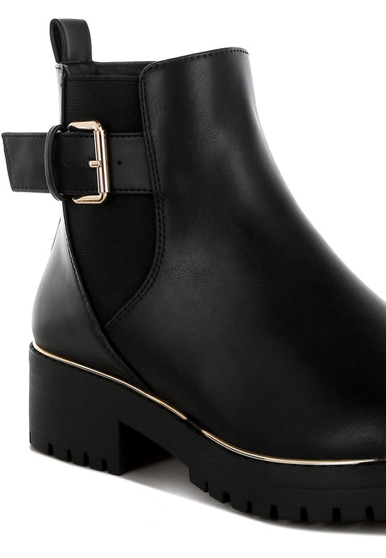Antorin Chunky Buckle Detail Ankle Boots - Tigbul's Variety Fashion Shop