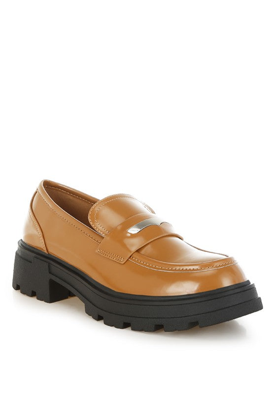 Gleam Stride Faux Leather Chunky Loafers - Tigbul's Variety Fashion Shop