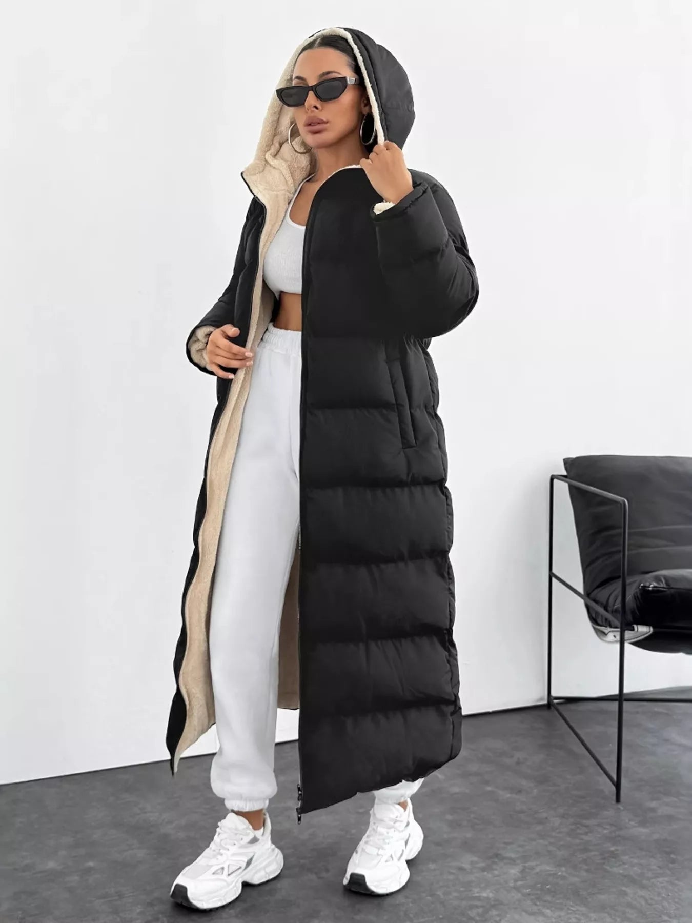 Quilted Hooded Longline Puffer Coat - Tigbul's Variety Fashion Shop