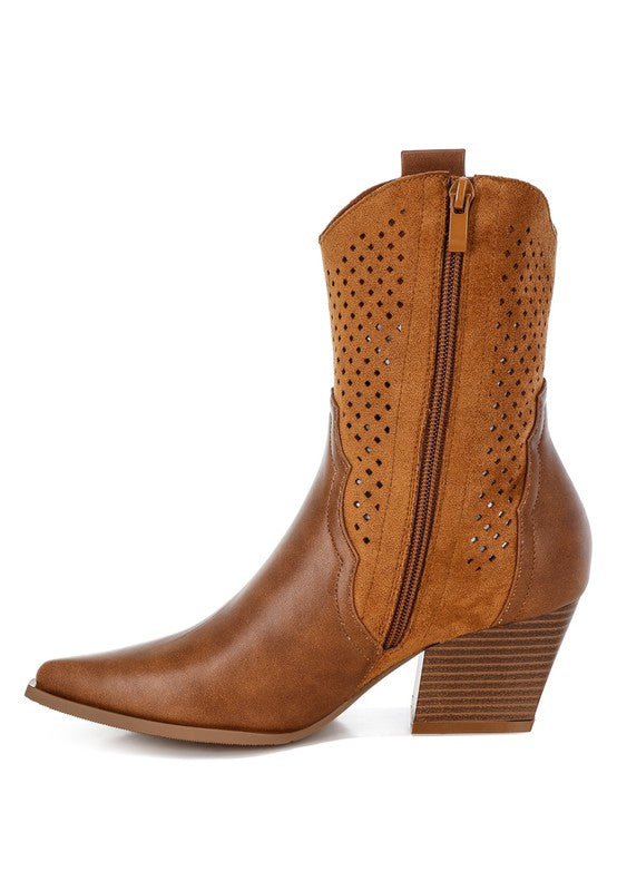 Prosia Rhinestone-Studded Cowboy Boots - Tigbul's Variety Fashion Shop