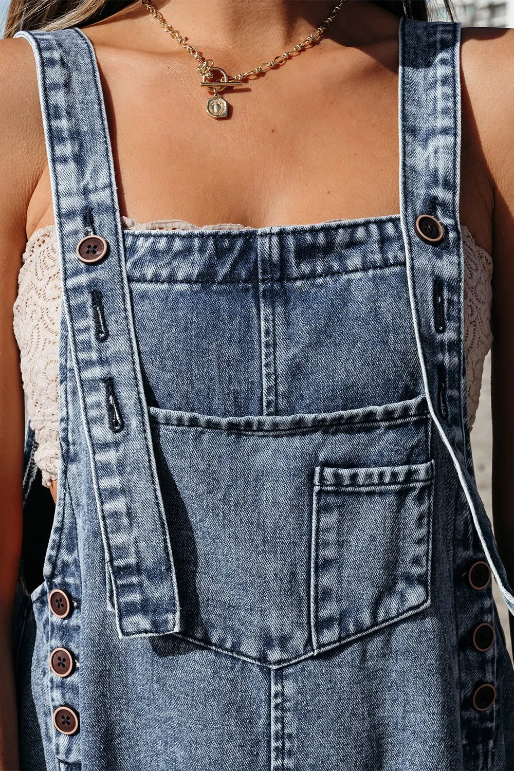 Distressed Bib Pocket Wide Leg Denim Overalls - Tigbul's Variety Fashion Shop
