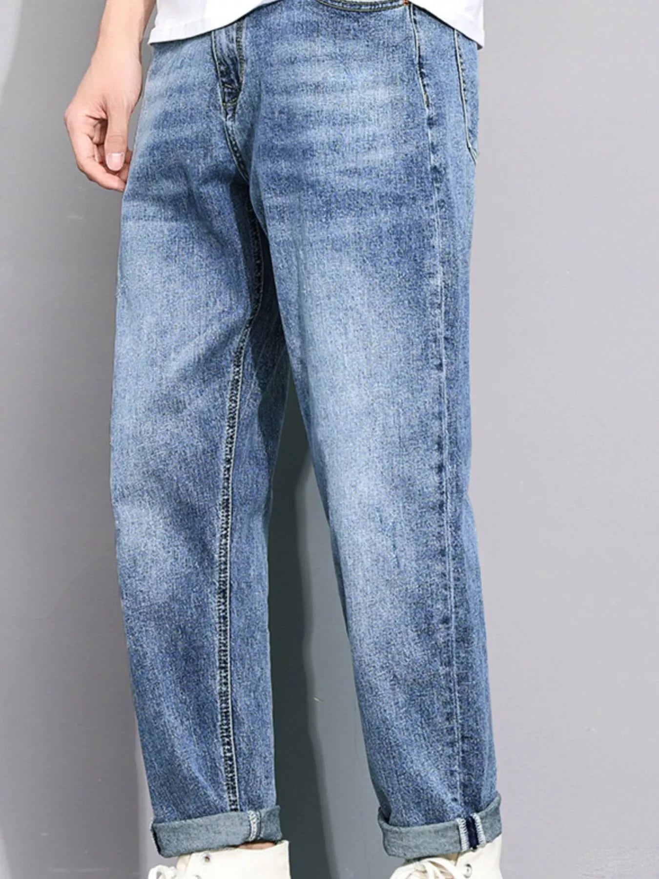 Men's Washed Straight Leg Jeans - Tigbul's Variety Fashion Shop