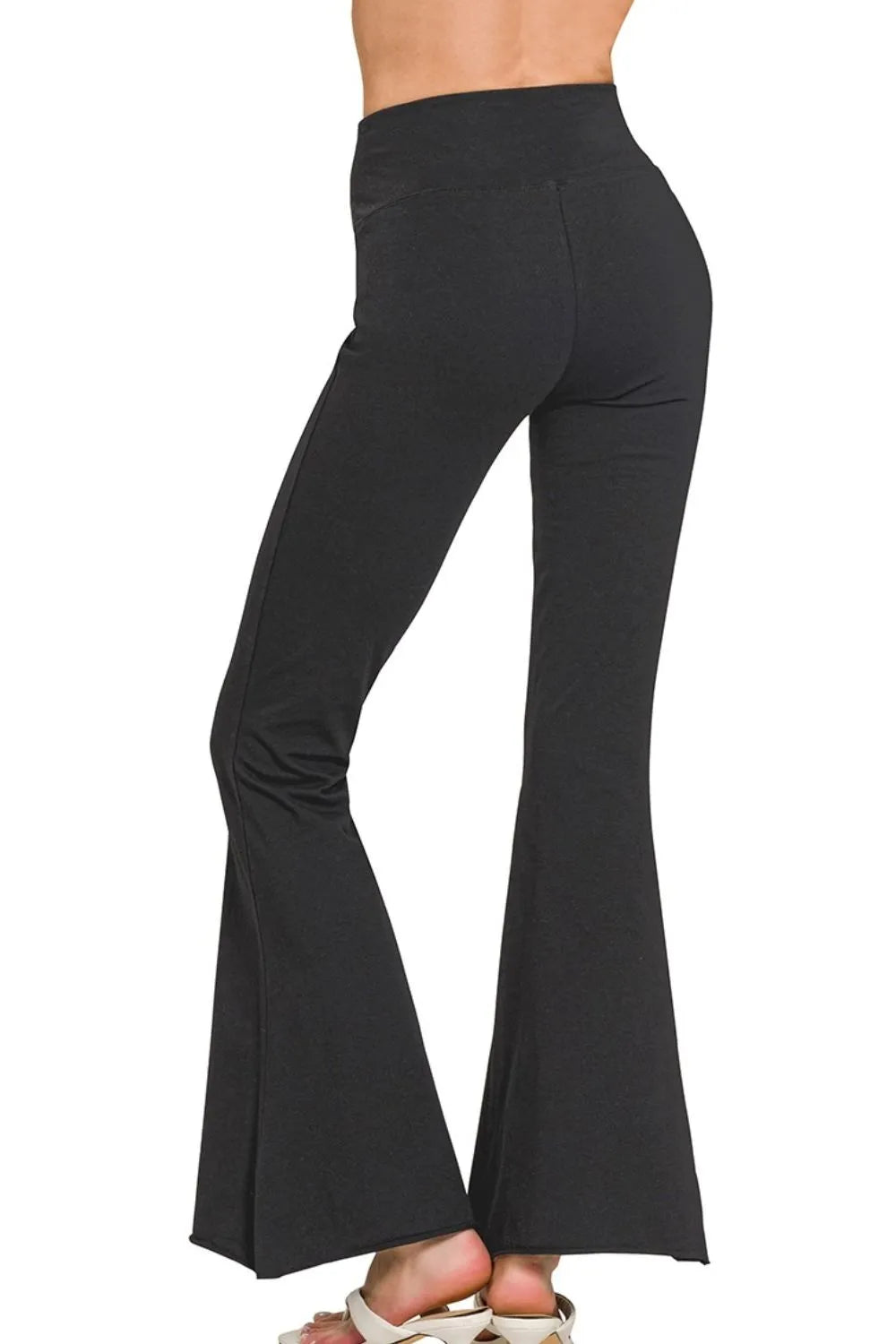 Zenana Raw Edge Hem Flare Yoga Pants - Tigbul's Variety Fashion Shop