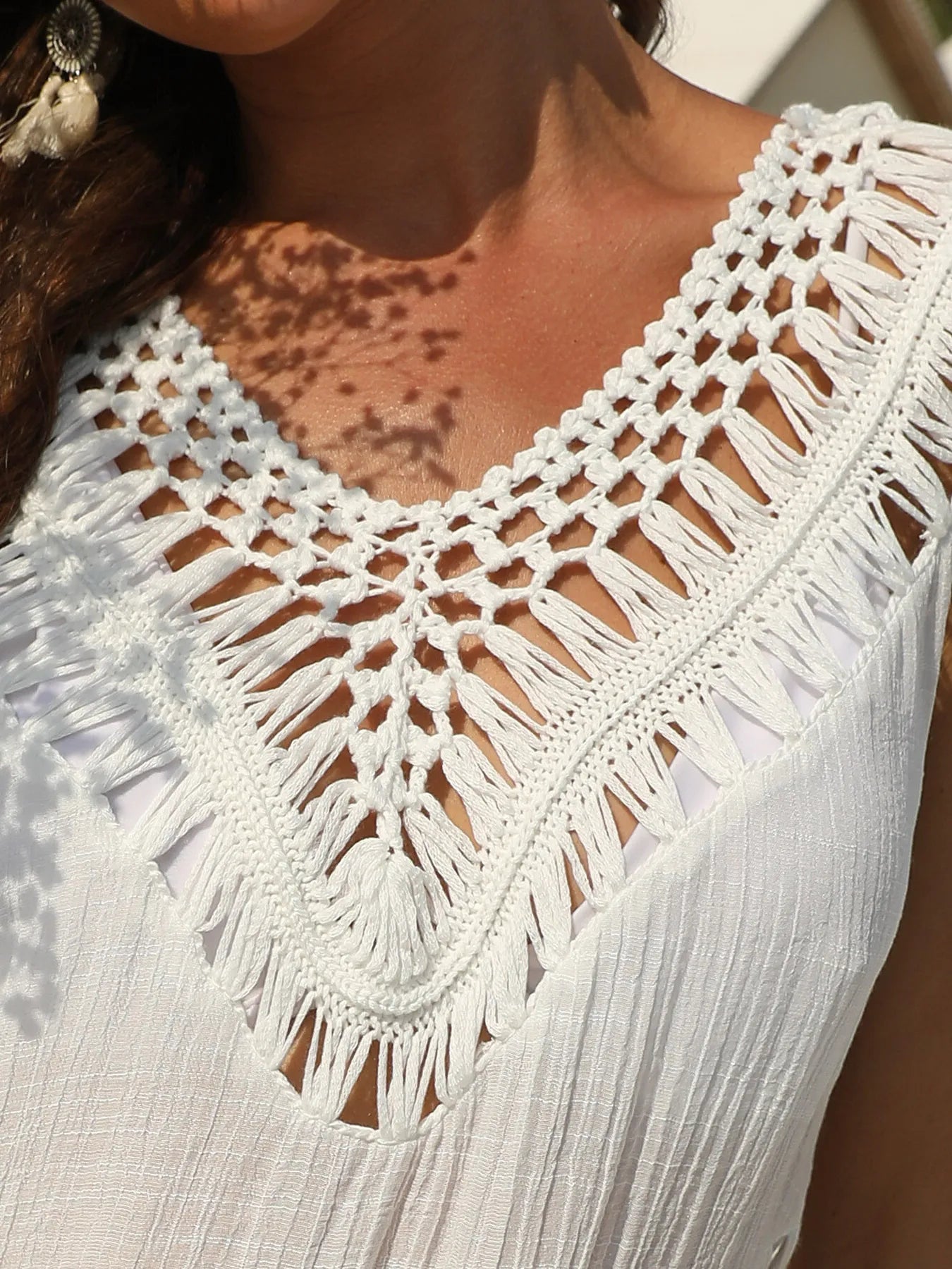 Crochet Detail Beach Cover Up Dress - Tigbul's Variety Fashion Shop