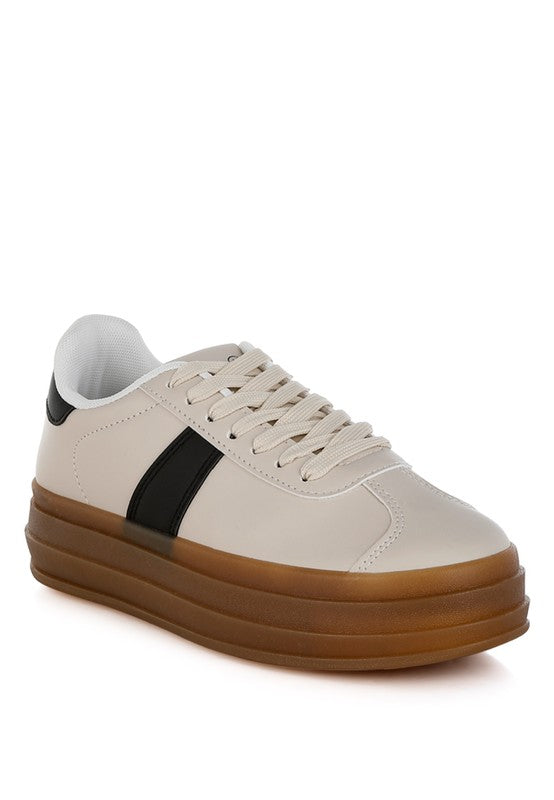 Knockout Faux Leather Lace-Up Sneakers - Tigbul's Variety Fashion Shop