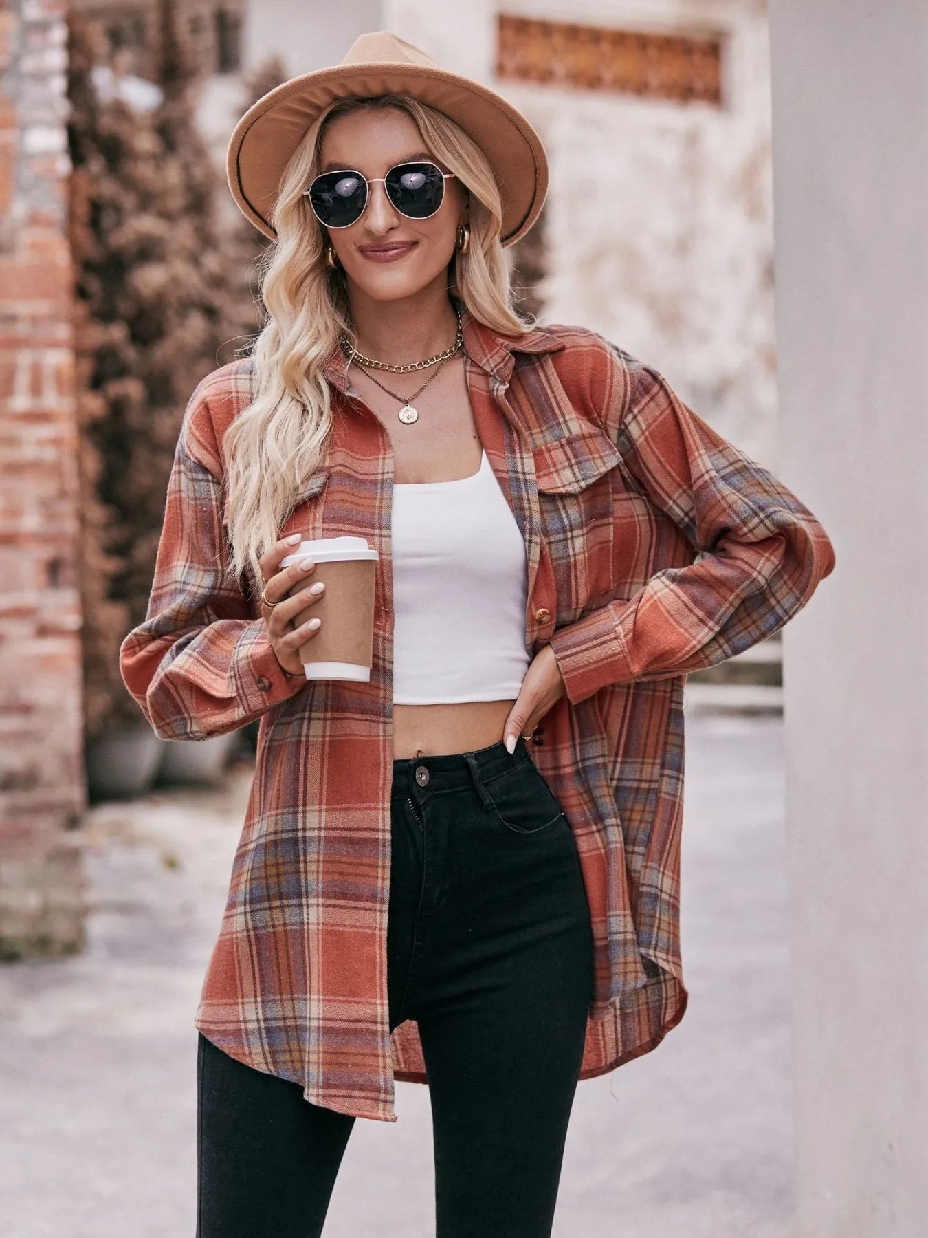 Plaid Button-Down Long Sleeve Shirt - Tigbul's Variety Fashion Shop