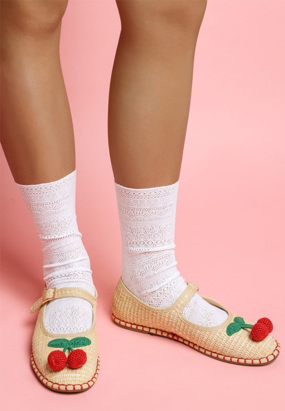 Brunch Date Cherry Accent Mary Jane Flats - Tigbul's Variety Fashion Shop