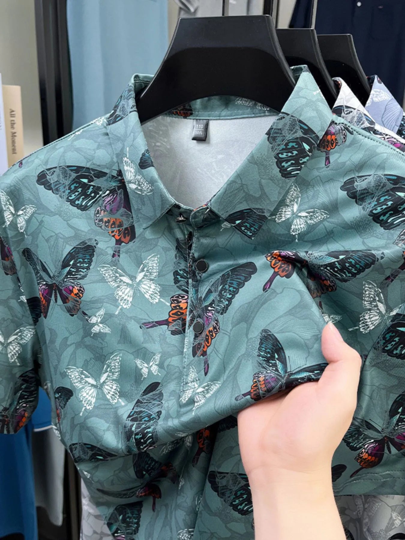 Men's Plus Size Butterfly Print Short Sleeve Polo - Tigbul's Variety Fashion Shop