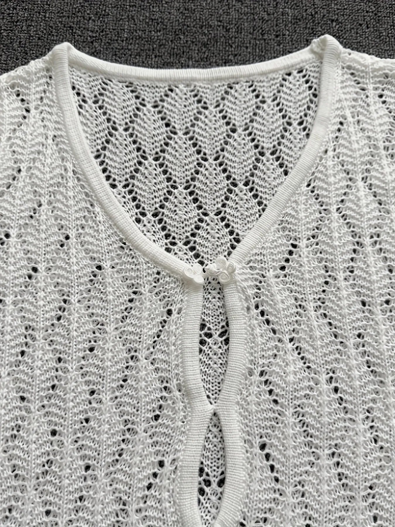 Openwork Long Sleeve Knit Dress - Tigbul's Variety Fashion Shop