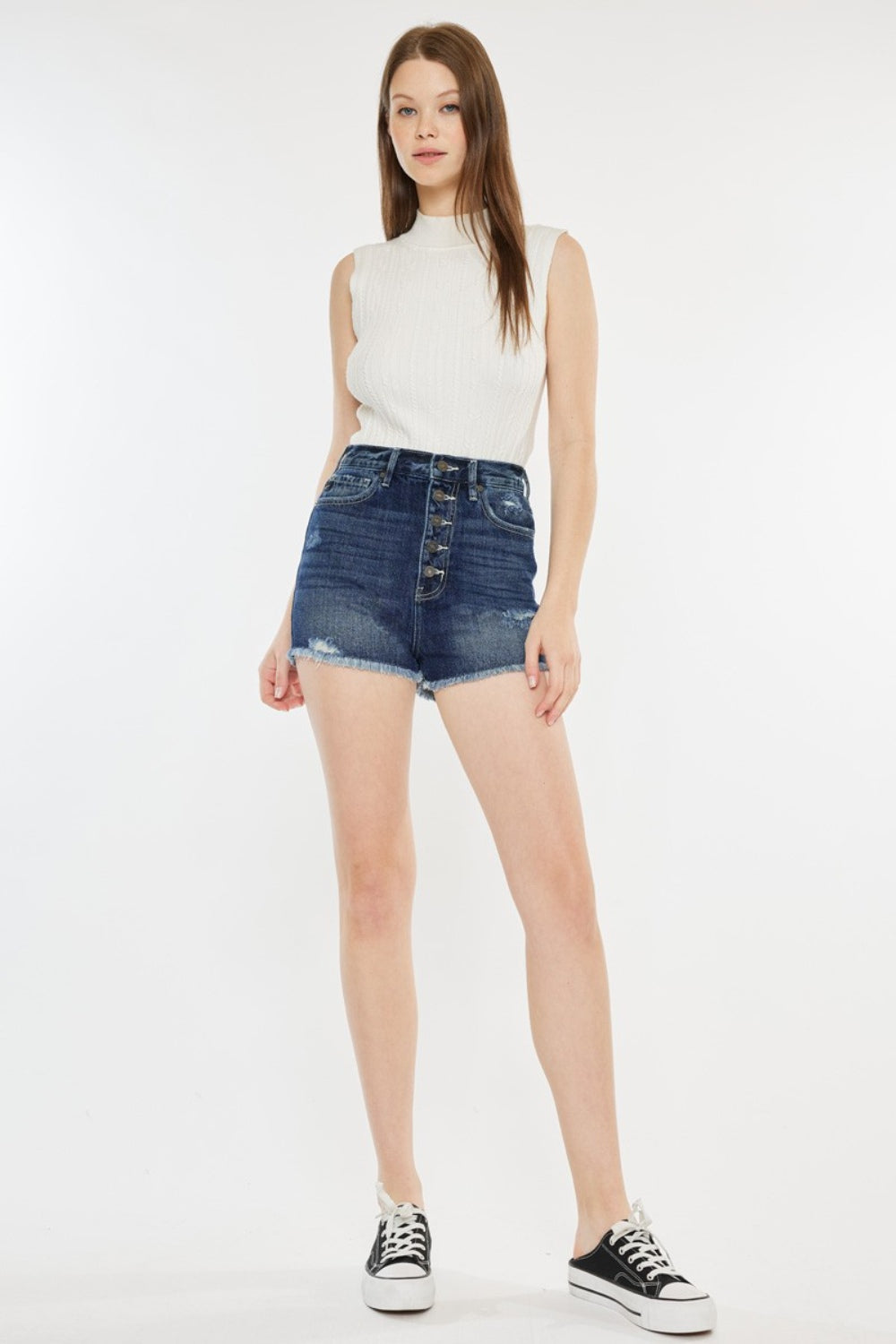 Kancan Raw Hem Button Fly Denim Shorts - Tigbul's Variety Fashion Shop