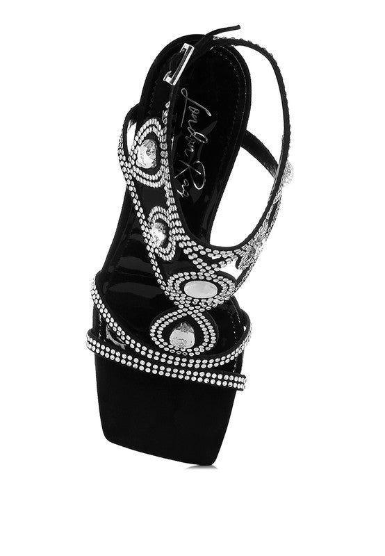 Fialka Diamante & Rhinestones Stiletto Sandals - Tigbul's Variety Fashion Shop