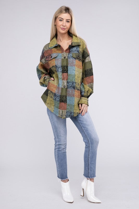 Loose Fit Buttoned Down Check Shirt Jacket - Tigbul's Variety Fashion Shop