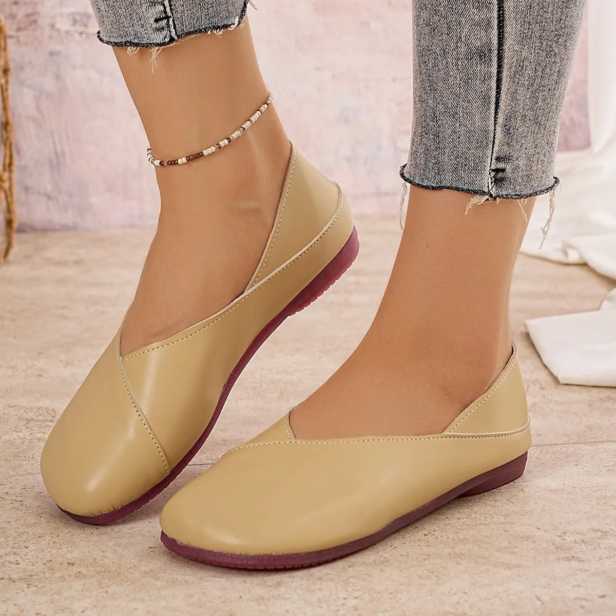 Round Toe Flats Slip-Ons - Tigbul's Variety Fashion Shop