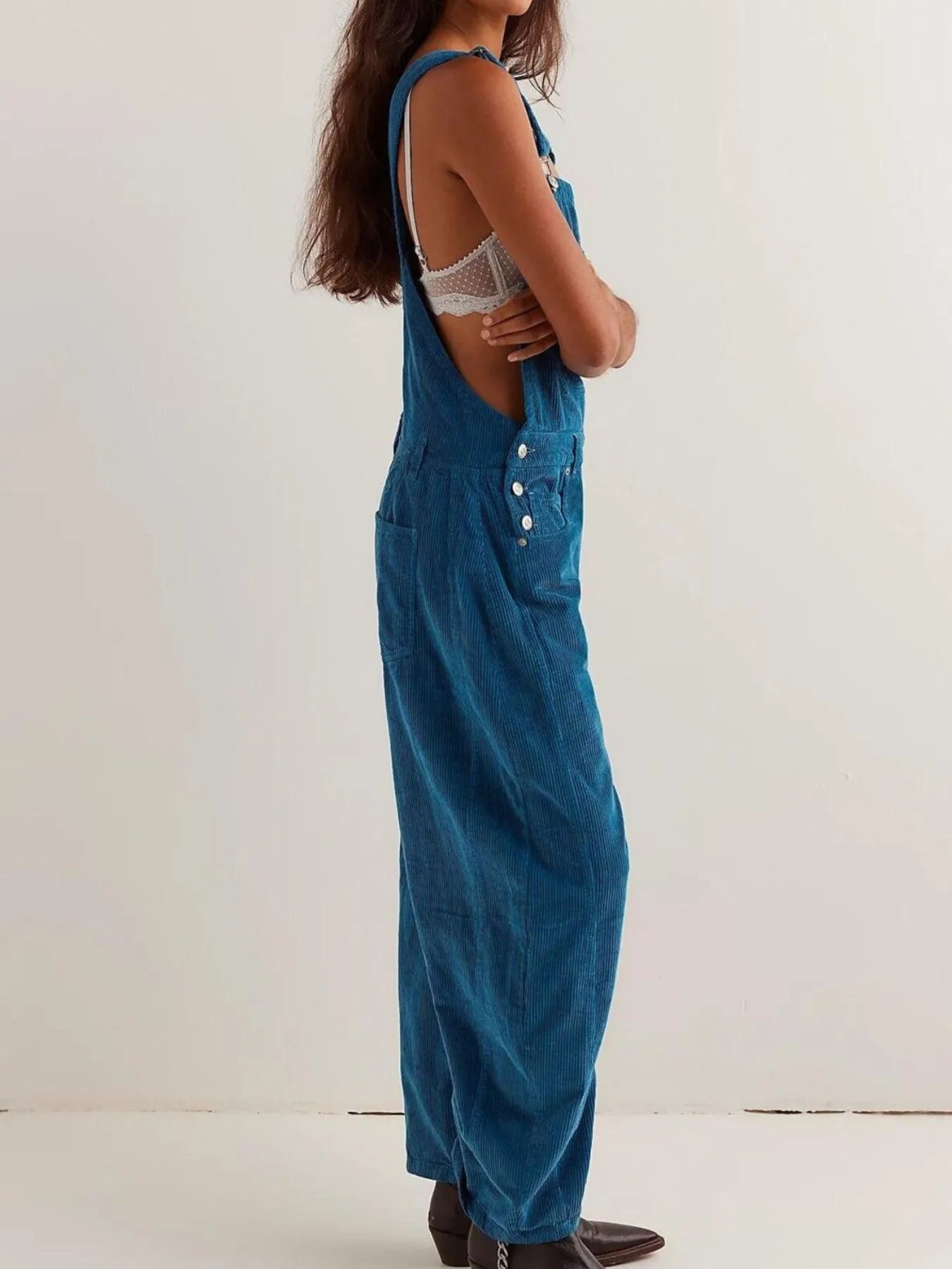 Corduroy Wide-Leg Overall with Adjustable Straps - Tigbul's Variety Fashion Shop