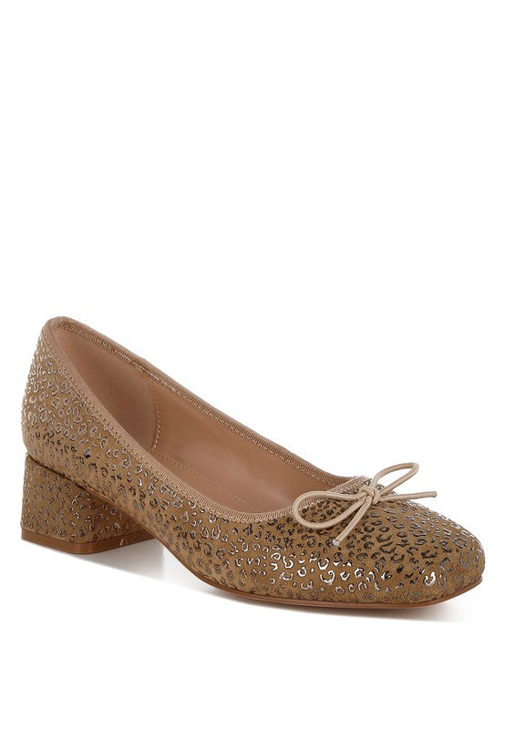 Ningen Leopard Print Block Heel Ballerinas - Tigbul's Variety Fashion Shop