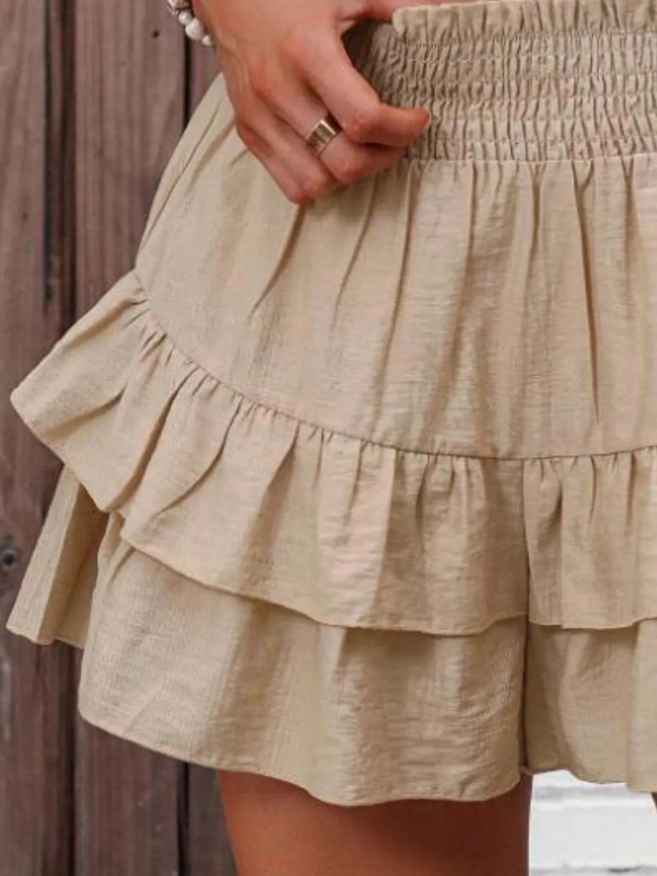 Ruffle Layered High Waist Casual Skort - Tigbul's Variety Fashion Shop
