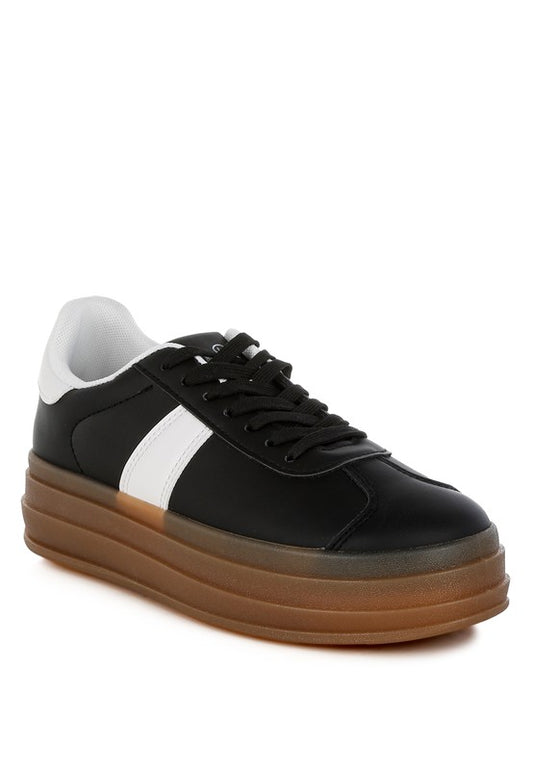 Knockout Faux Leather Lace-Up Sneakers - Tigbul's Variety Fashion Shop