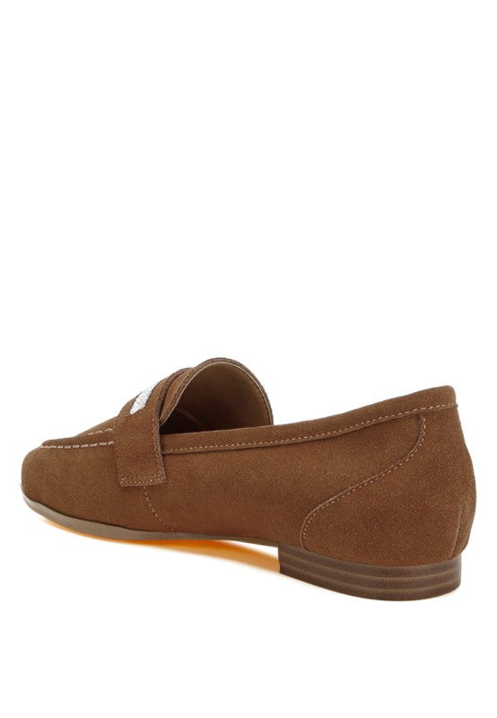 New Ode Rhinestone Penny Strap Loafers Loafers - Tigbul's Variety Fashion Shop